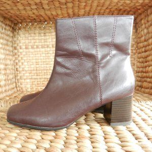 Oxblood / Cordovan Leather Zip Booties - 7